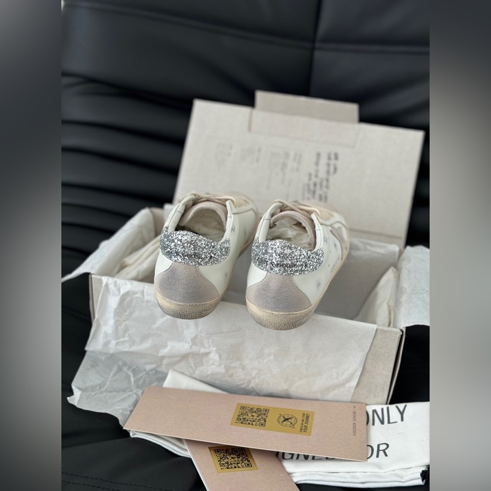 Golden Goose White and Silver Women's Sneakers - Picture 7 of 8
